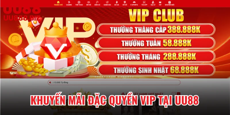 Khuyến mãi đặc quyền VIP tại UU88