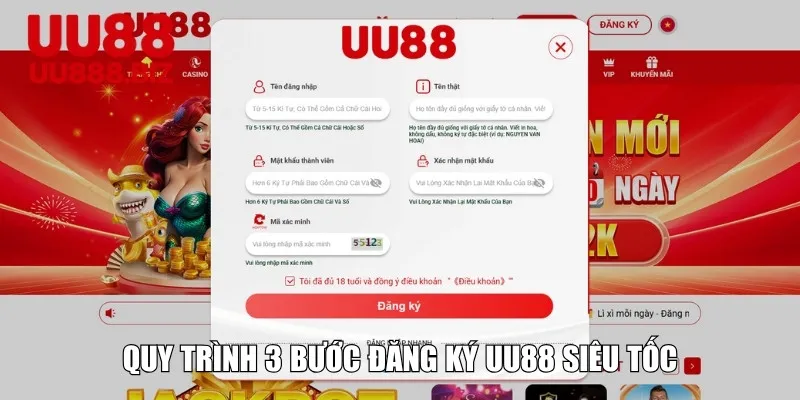 Quy trình 3 bước đăng ký UU88 siêu tốc